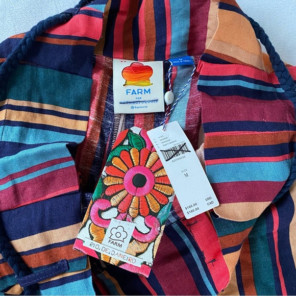 NWT Farm Rio Augustine Striped Linen Wide Leg Pants Medium - Picture 6 of 8